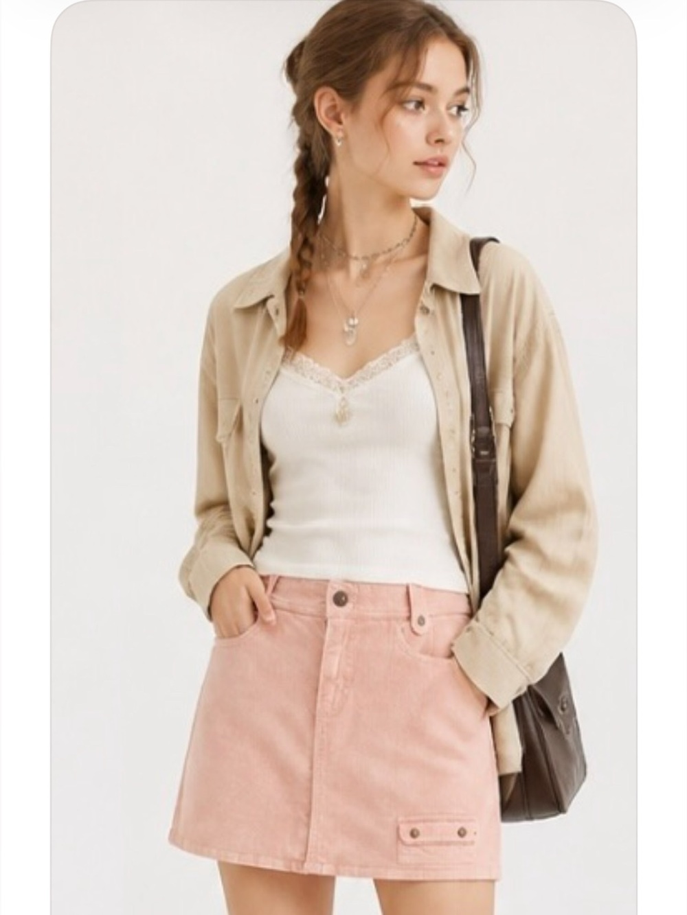 MARC JACOBS Mini Skirt Pink Corduroy Pockets A Line